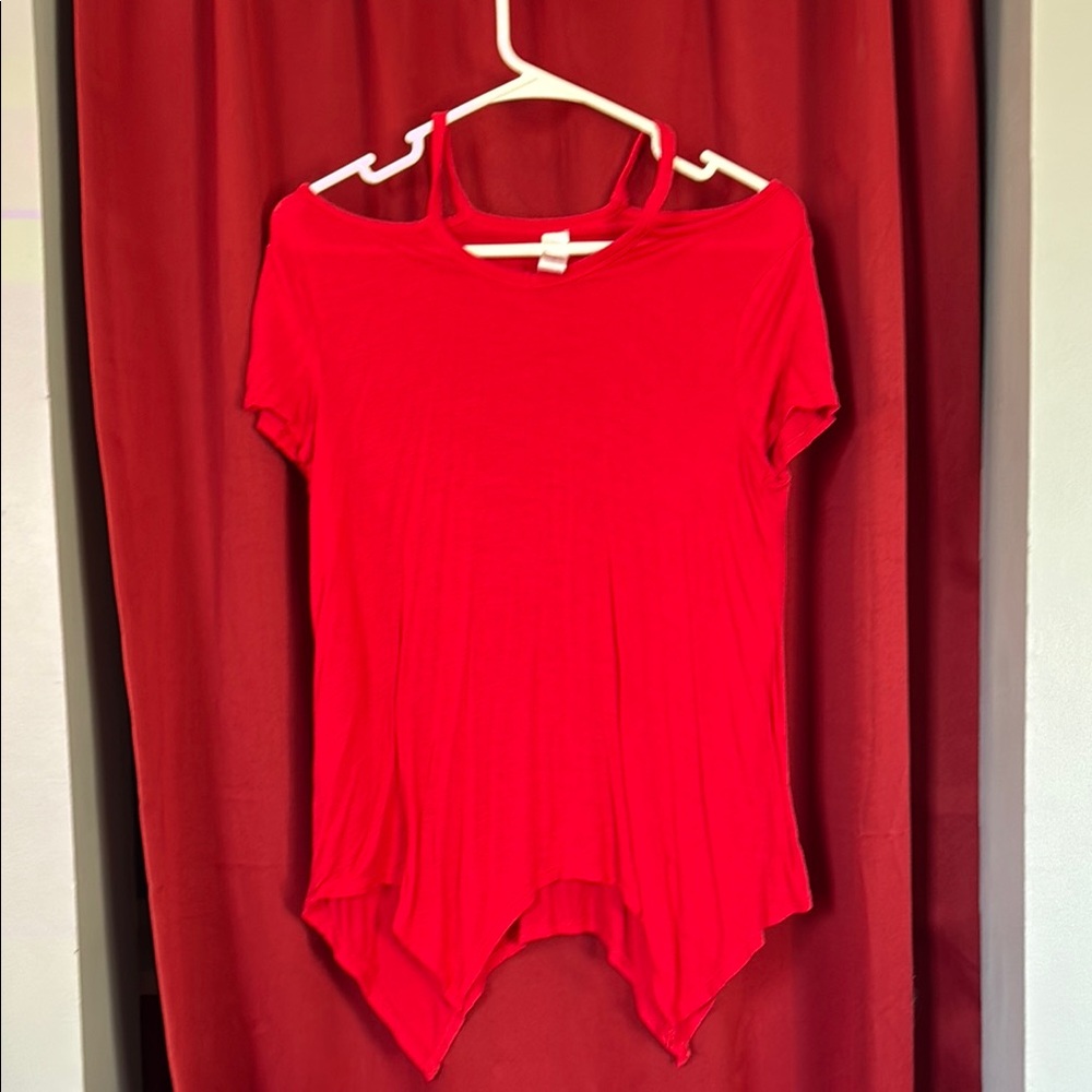 Women's Red Cold Shoulder Top